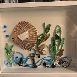 Seashell and Quilling Art in Shadow Box